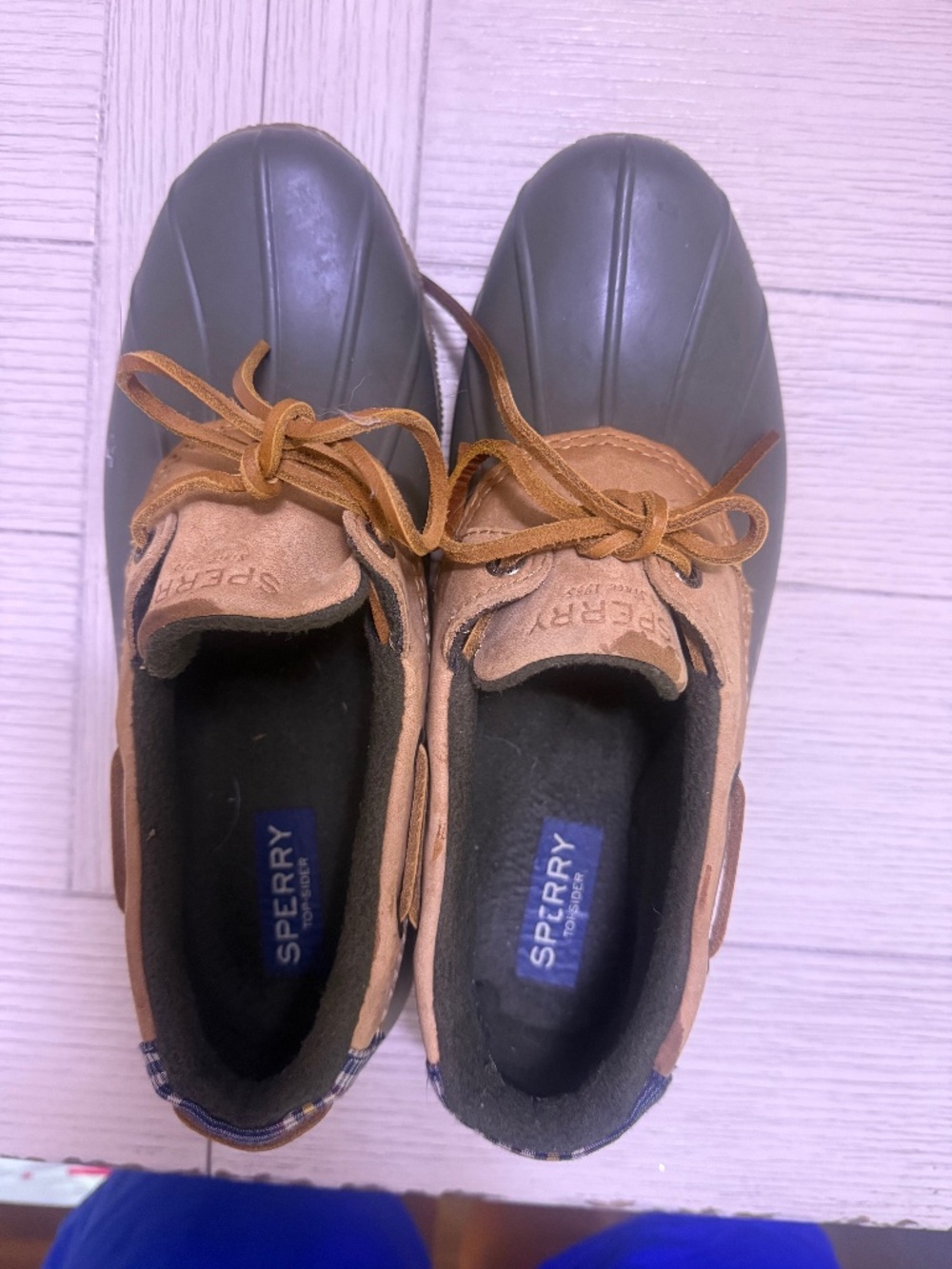 Sperry Top-Sider Duck Boots (tan leather/gray rubber, 2-eye) | Like New Sperry T